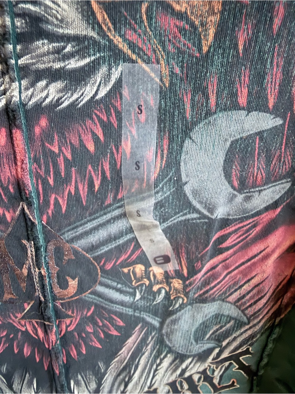 Affliction Green Graphic Tee with Eagle and Script Logo - Picture 3 of 4